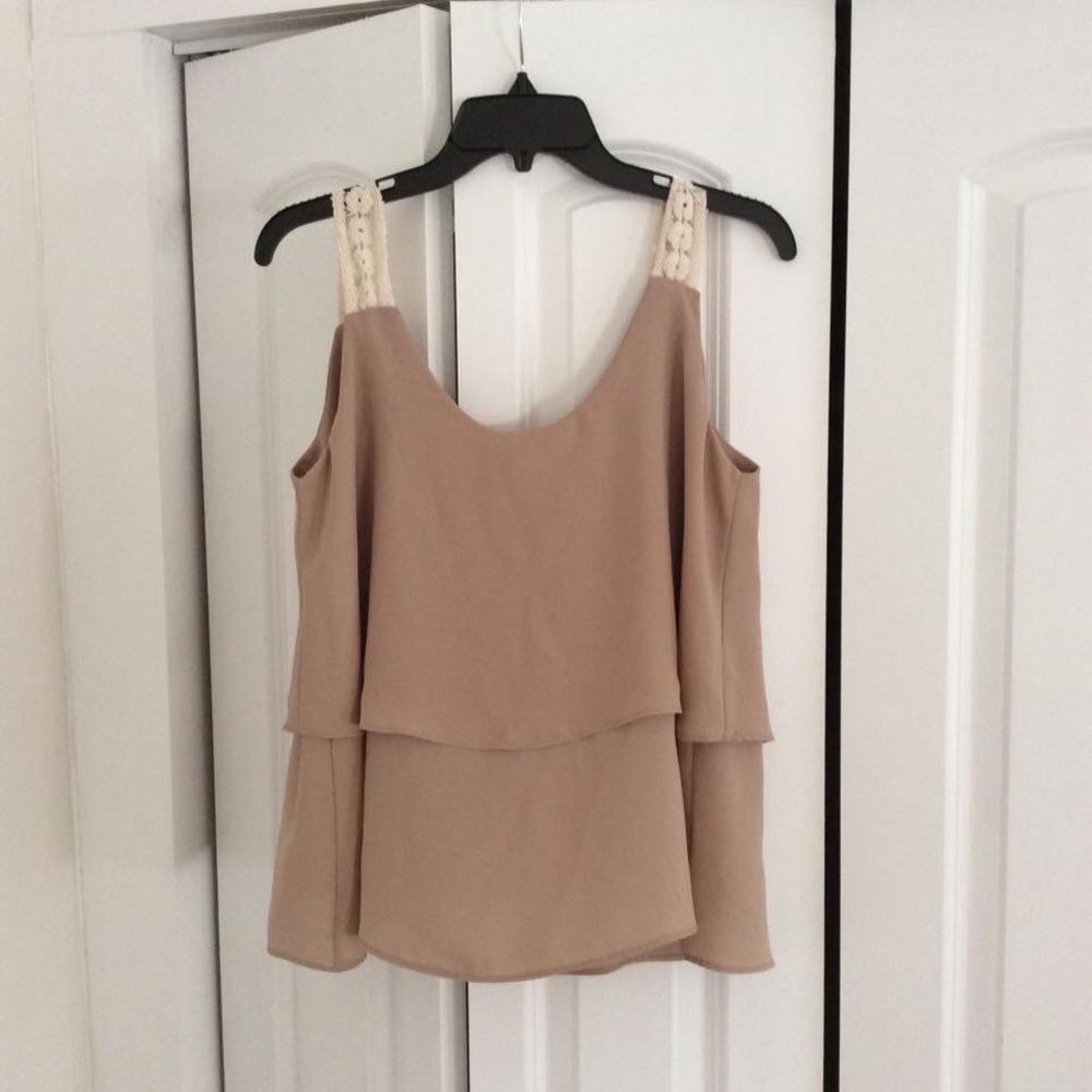 Tan top with lace straps
